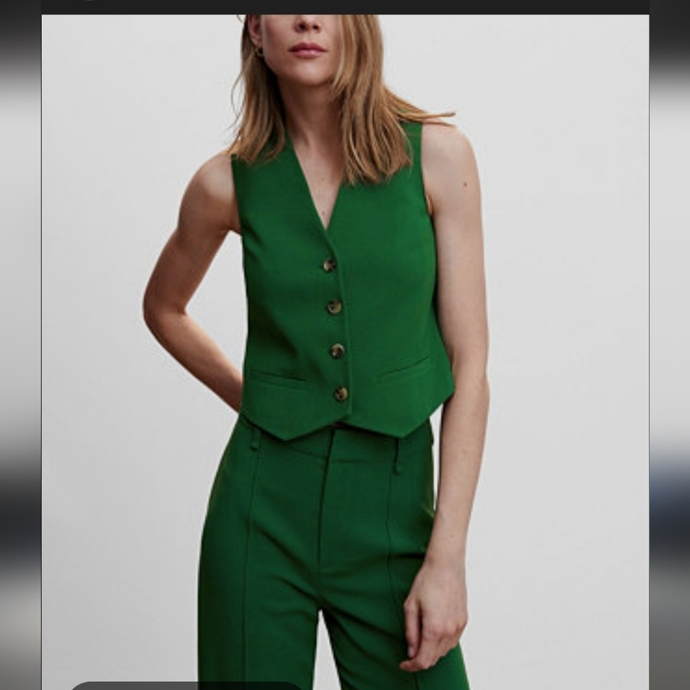 MNG (Mango) Green Women's Tailored Vest & Pants Set - Picture 12 of 14